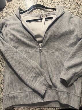 lululemon athletica Light Gray Quilted Zip Hoodie